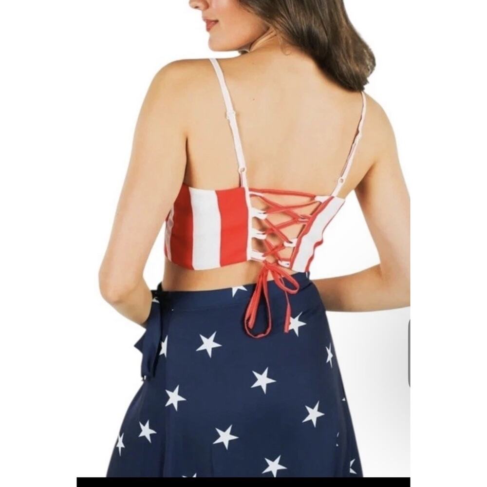 Tipsy Elves Size Large American Flag 2 Piece Maxi Dress Patriotic Beach 2X - Picture 3 of 4